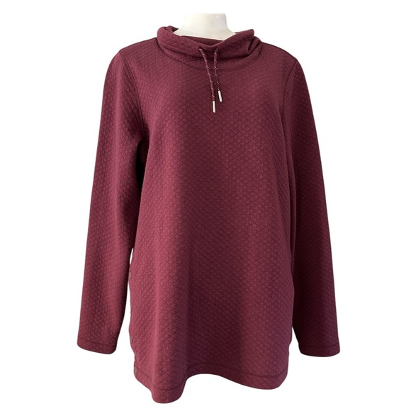 L.L.Bean Women’s SoftLight Quilted Funnelneck Pullover Sweatshirt M Burgundy - Picture 1 of 12